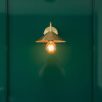 Unlacquered Brass Wall Light – Handmade Cone Shade Sconce with Curved Arm for Outdoor & Indoor