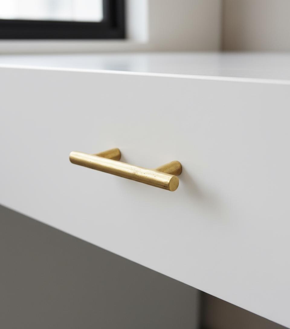 Set of Solid Brass T-Bar Handle – Minimalist Unlacquered Cabinet Pull for Modern Kitchens