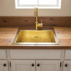 Handmade Square Brass Basin – Hammered Unlacquered Brass Undermount or Drop-In Kitchen, Bar or Prep Sink