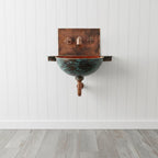Handmade Turquoise Patina Copper Wall Mount Sink with Hammered Interior for Rustic Luxury Bathrooms