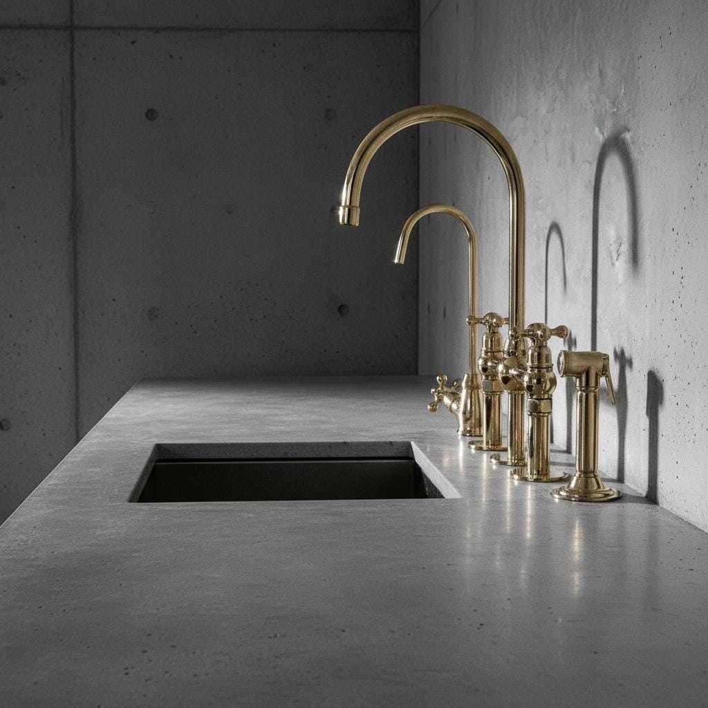 Unlacquered Brass Bridge Kitchen Faucet – Solid Brass Farmhouse Tap with Sprayer
