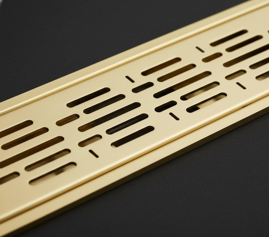 Solid Brass Linear Shower Drain Polished Finish Modern Floor Drain for Luxury Bathrooms