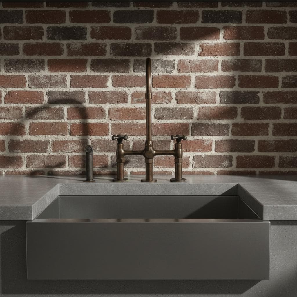 Brass Bridge Faucet with Sprayer – Handmade Kitchen Mixer Tap, Farmhouse Sink Faucet