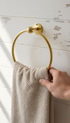 Solid Unlacquered Brass Towel Ring – Minimalist Wall-Mount Bathroom Holder
