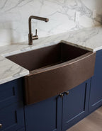 Handmade Hammered Copper Farmhouse Sink – Large Apron Front Kitchen Basin