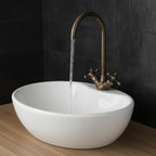 Bronzed Brass Basin Faucet, Handmade Solid Brass Bathroom Sink Mixer Tap with Cross Handles