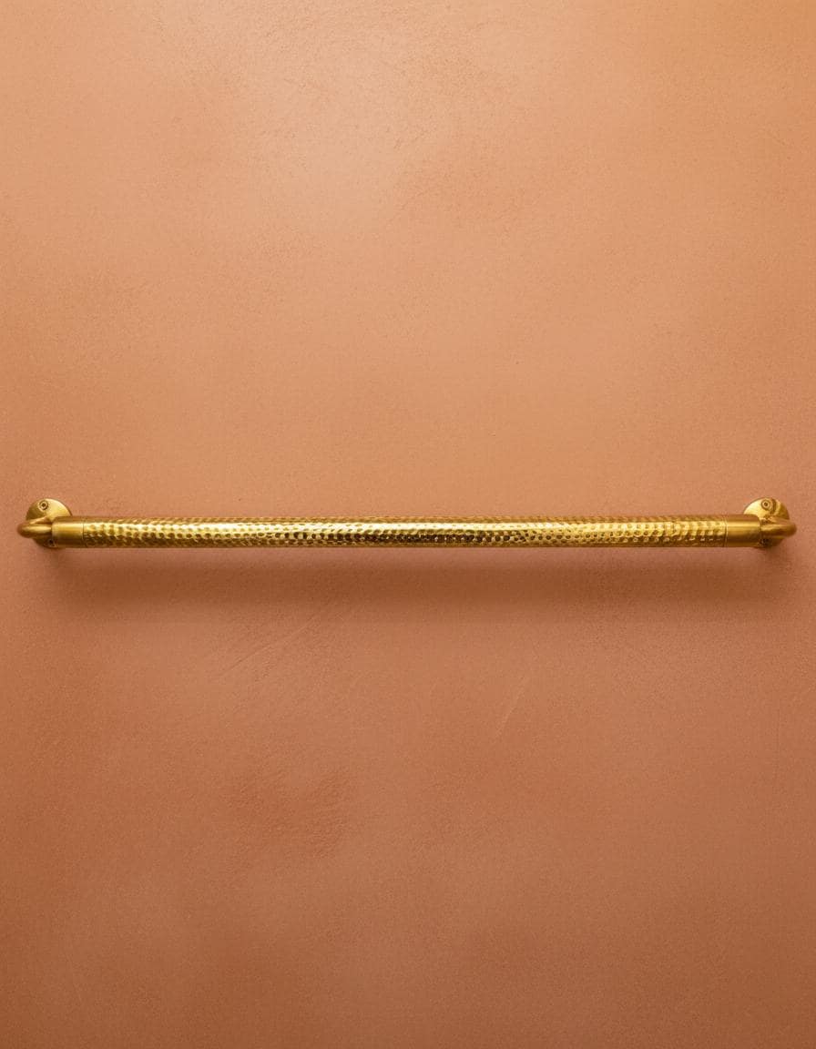 Hammered Solid Brass Towel Bar – Unlacquered Wall Mount Bathroom Rail