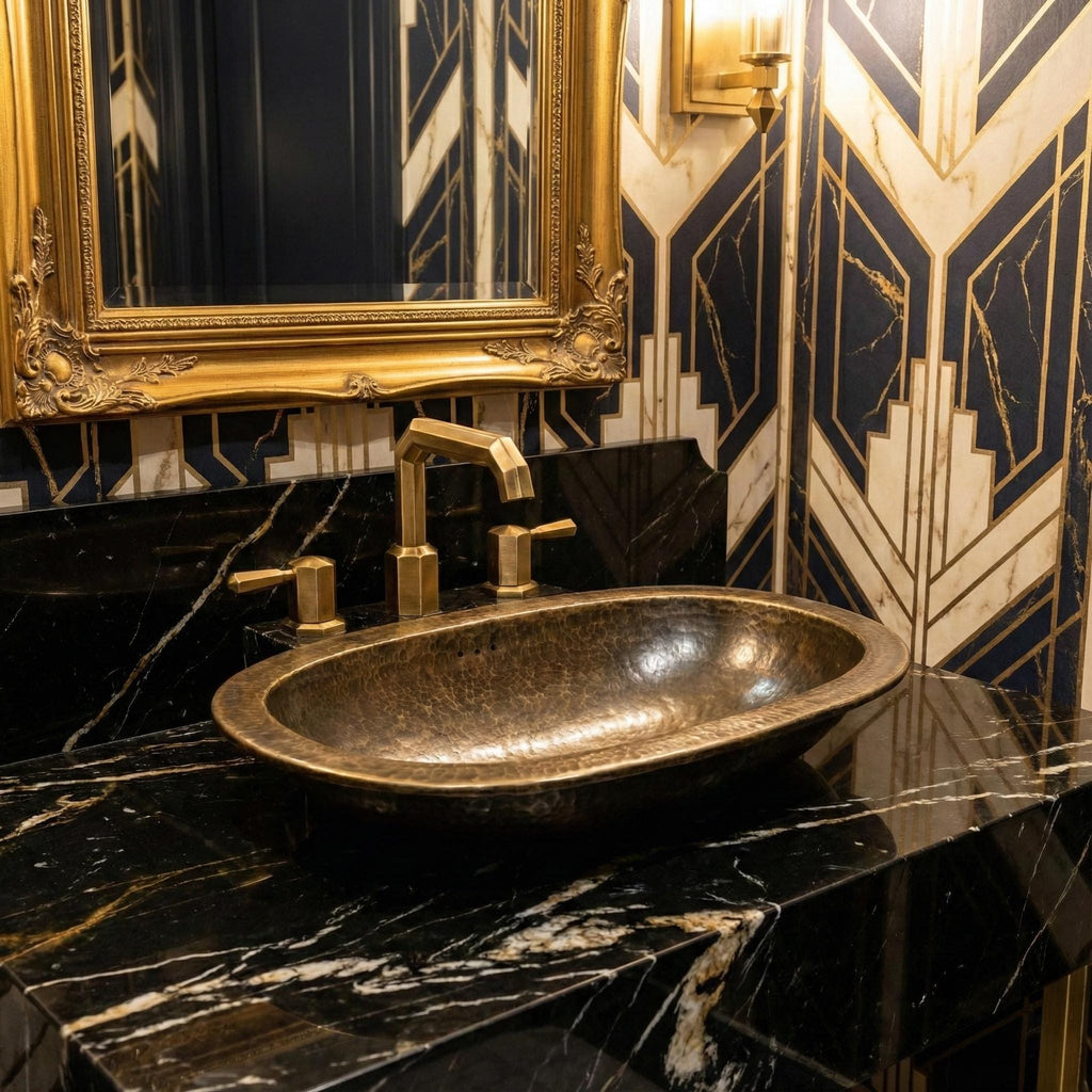 Handmade Oval Brass Vessel Basin – Hammered Antique Finish Bathroom Wash Bowl for Vanity Countertop