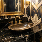 Handmade Oval Brass Vessel Basin – Hammered Antique Finish Bathroom Wash Bowl for Vanity Countertop