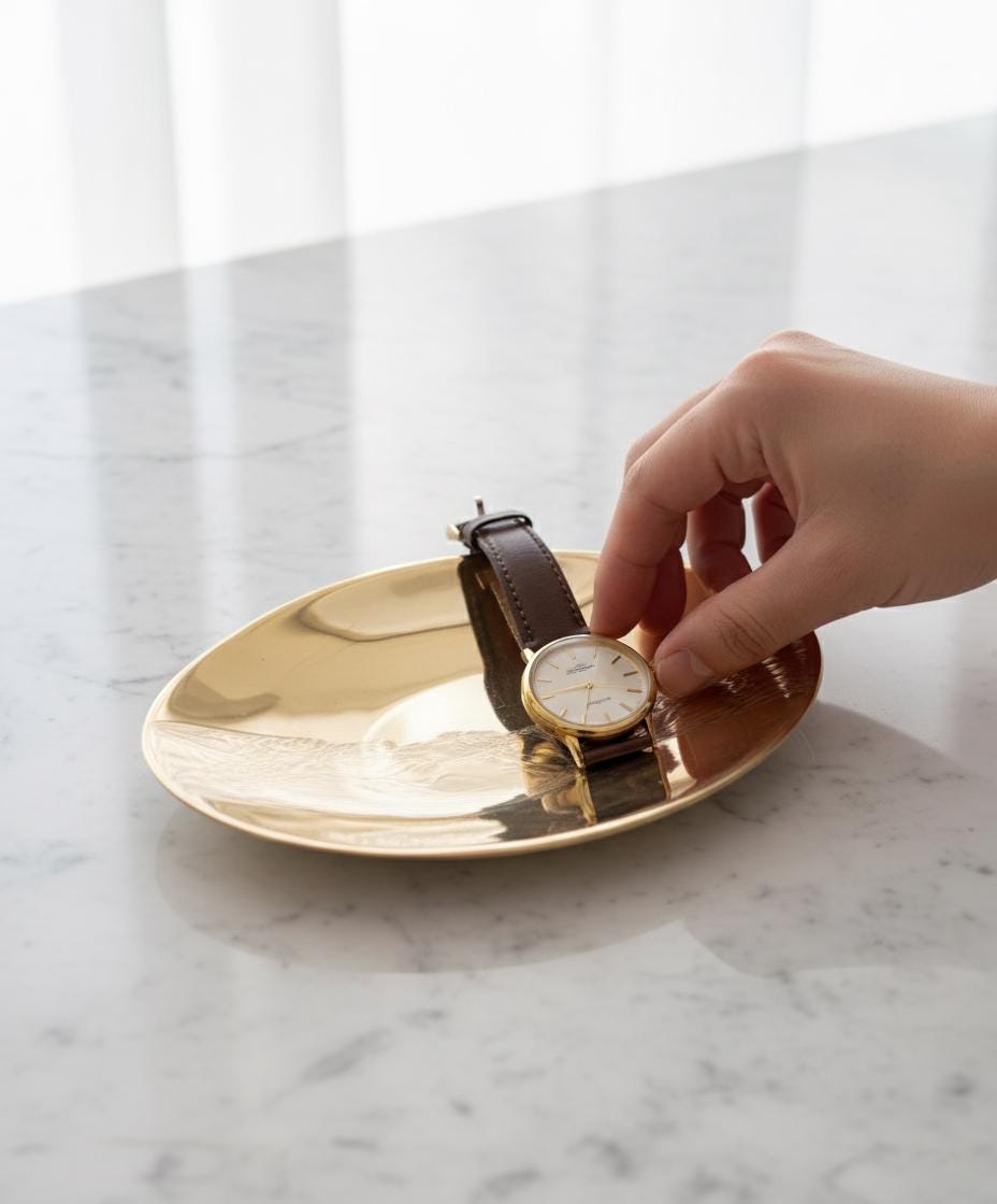 Solid Brass Vanity Soap Dish – Minimalist Unlacquered Brass Tray for Bathroom or Jewelry