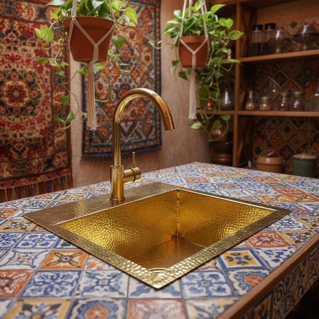 Handmade Square Brass Basin – Hammered Unlacquered Brass Undermount or Drop-In Kitchen, Bar or Prep Sink