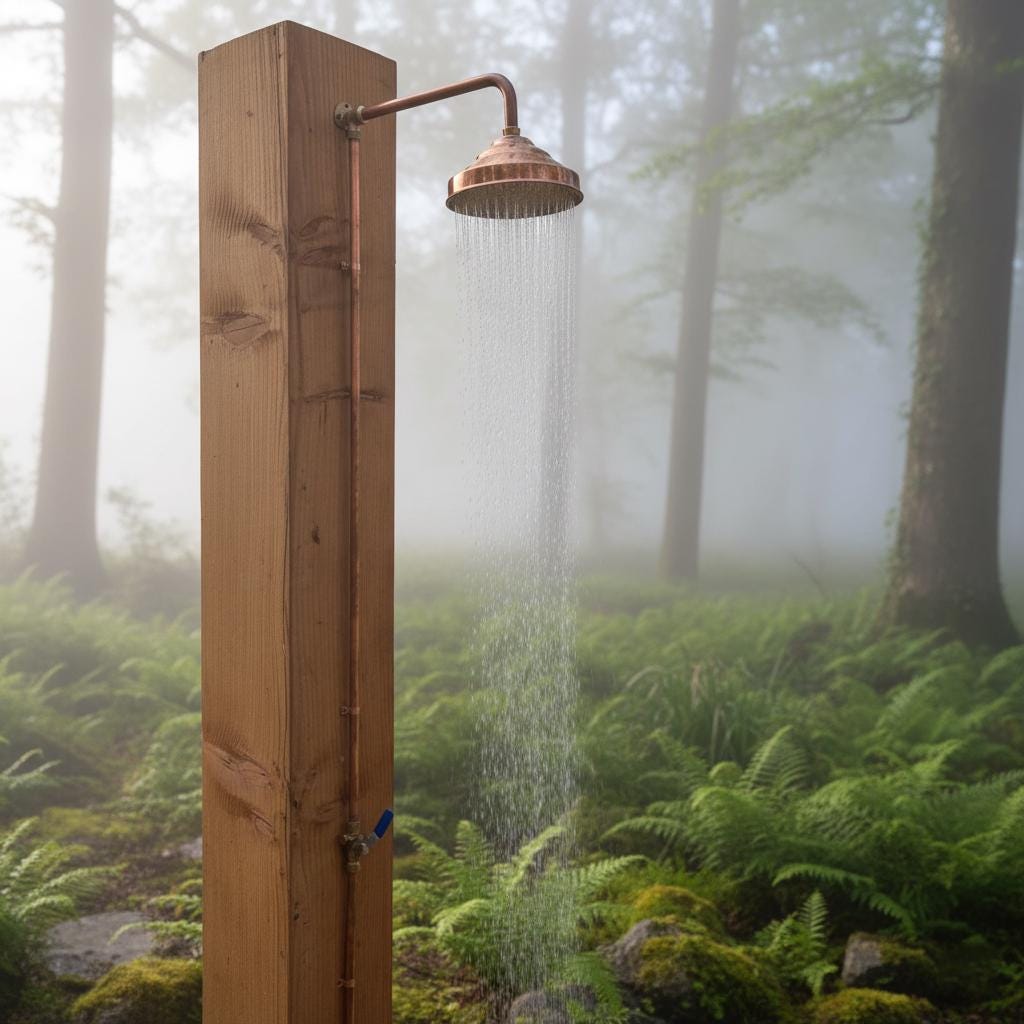 Outdoor Solid Copper Shower – Handmade Garden or Pool Shower with Brass Fixtures