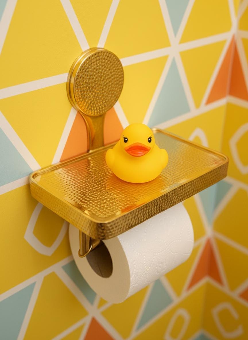 Hammered Brass Toilet Paper Holder with Shelf – Unlacquered Solid Brass Bathroom Fixture