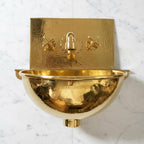 Handmade Hammered Solid Brass Wall Mount Sink with Faucet for Luxury High-End Bathroom Designs