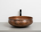 Handmade Fire Patina Copper Vessel Sink with Aged Finish for Luxury Bathroom Vanity Designs