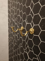 Set of Two Solid Brass Wall Hooks – Unlacquered Minimalist Coat & Towel Hangers Set