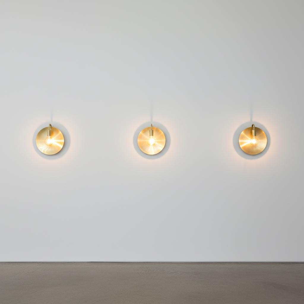 Unlacquered Brass Wall Light – Helios Inspired Round Backplate Sconce with Exposed Bulb