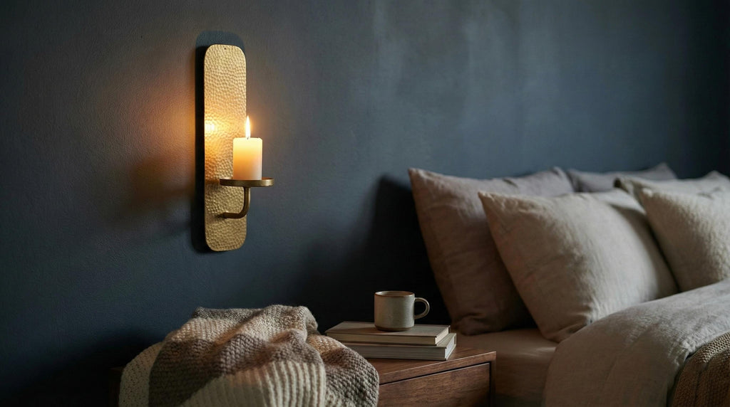 Handmade Hammered Brass Wall Candle Holder Handmade Minimal Sconce Decor