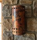 Handmade Fire Finished Copper Oval Wall Sconce Electric Lamp for Rustic Modern Interior Lighting