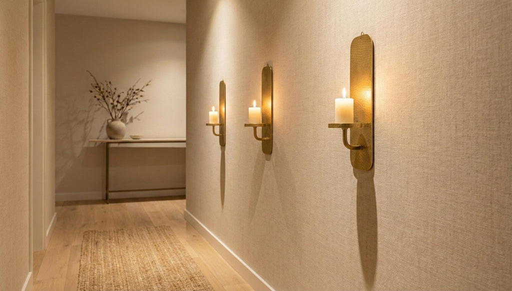 Handmade Hammered Brass Wall Candle Holder Handmade Minimal Sconce Decor