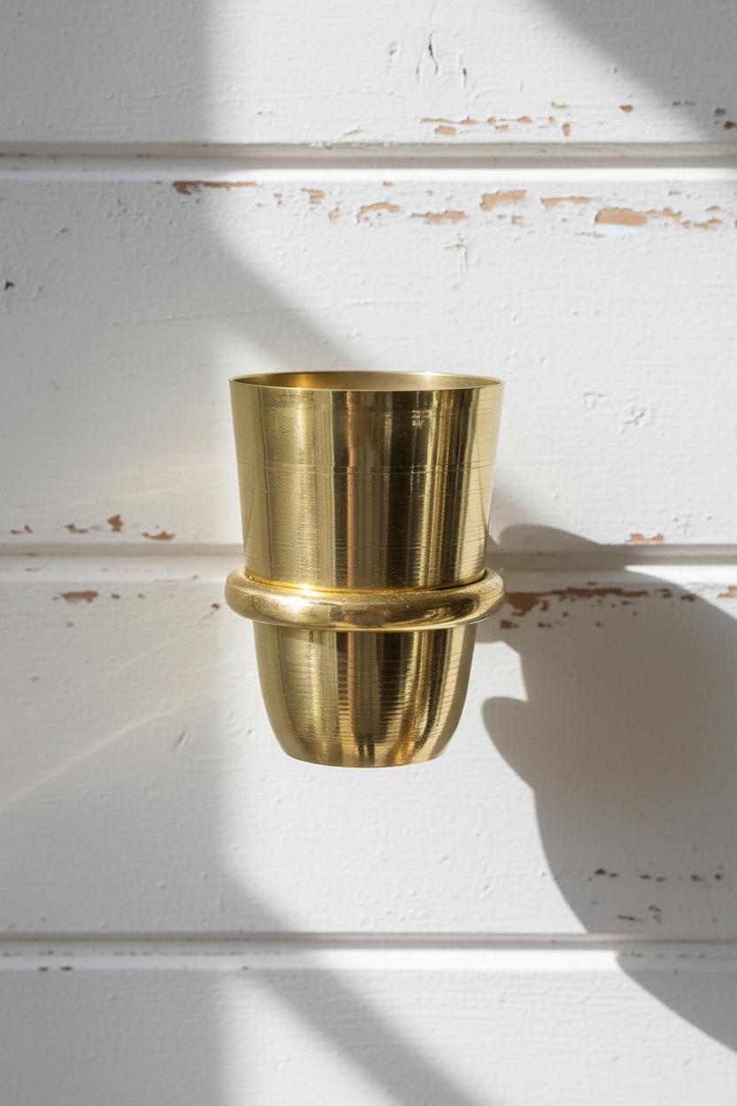 Solid Unlacquered Brass Toothbrush Holder – Wall Mount Bathroom Cup