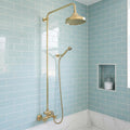 Handmade Unlacquered Brass Rainfall Shower with Handheld Sprayer - Exposed Shower System