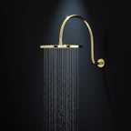 Unlacquered Solid Brass Gooseneck Shower System – 3-Handle Wall Mount Rainfall Shower with Handheld Sprayer