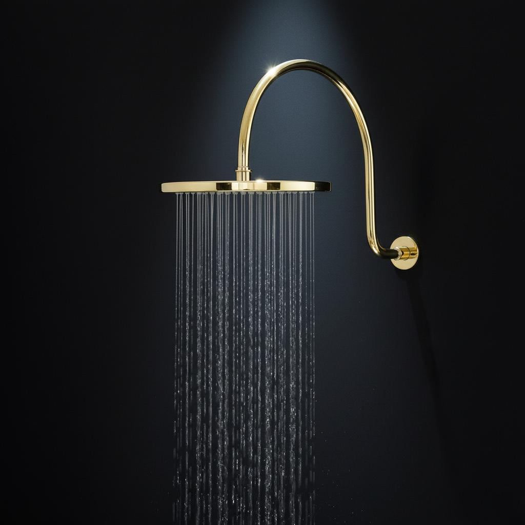 Unlacquered Solid Brass Gooseneck Shower System – 3-Handle Wall Mount Rainfall Shower with Handheld Sprayer