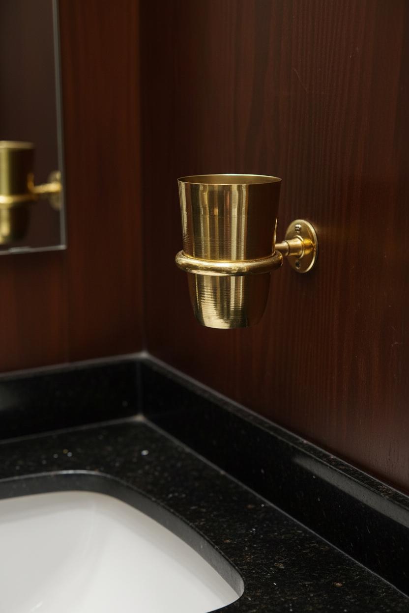 Solid Unlacquered Brass Toothbrush Holder – Wall Mount Bathroom Cup