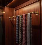 Solid Brass Kitchen Rail with Hooks – Unlacquered Hanging Utensil Bar for Wall