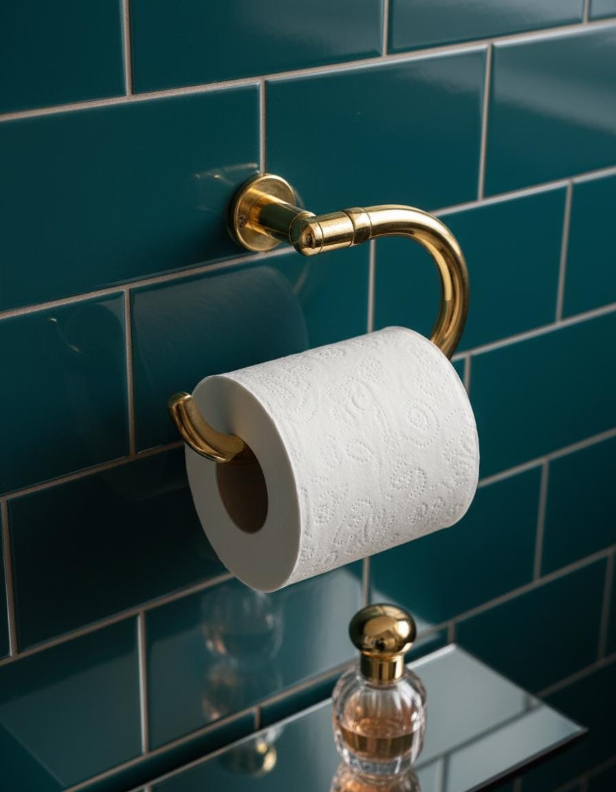 Solid Unlacquered Brass Toilet Paper Holder – Vintage Wall-Mount Bathroom Fixture