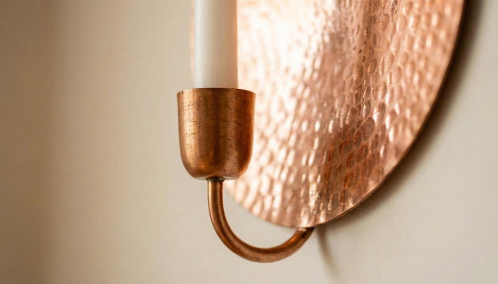 Handcrafted Copper Wall Candle Holder – Hand Hammered Vintage Wall Sconce