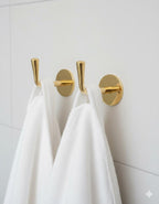 2 Pcs Unlacquered Brass Wall Hooks – Minimalist Solid Brass Coat & Towel Hangers