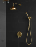 Unlacquered Solid Brass Shower System – Single Lever Wall Mount Rainfall Shower with Handheld Sprayer