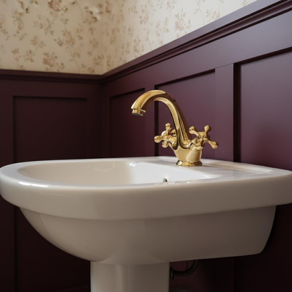 Unlacquered Solid Brass Bathroom Faucet – Handmade Cross Handle Basin Mixer Tap