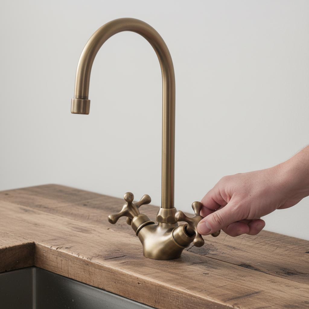 Bronze Brass Bathroom Sink Faucet – Handmade Solid Brass Basin Mixer Tap with Cross Handles