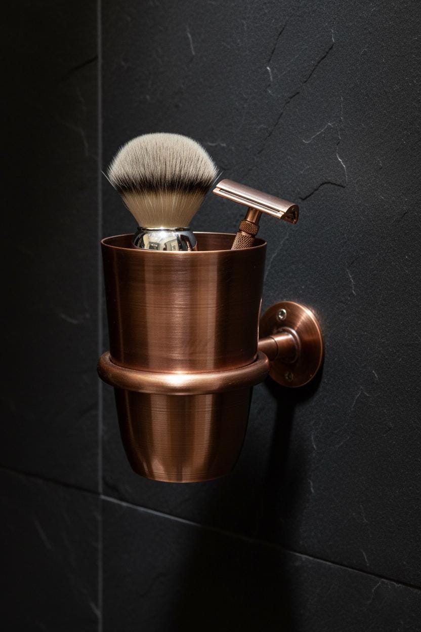 Copper Wall-Mount Toothbrush Holder – Handcrafted Bathroom Cup & Accessories Set