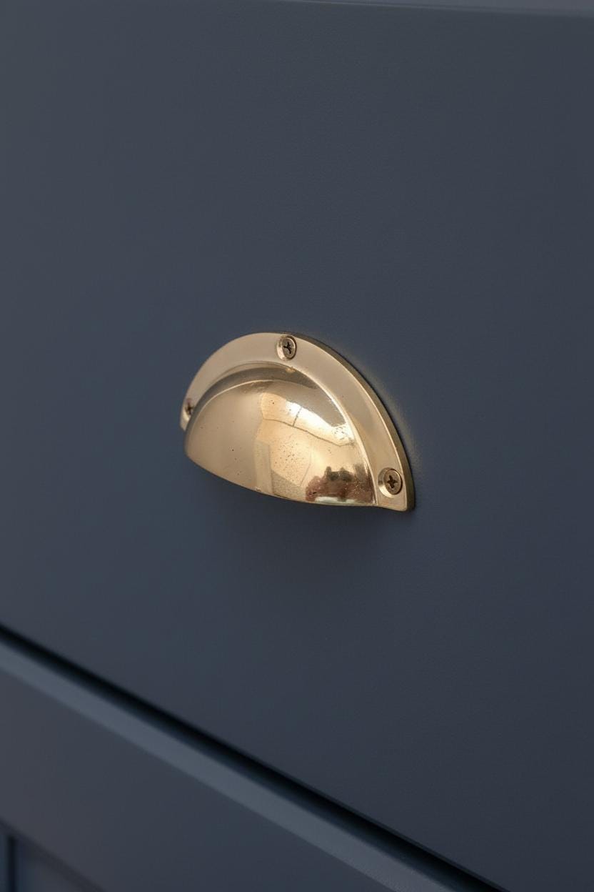 Set of Solid Unlacquered Brass Cabinet Pulls – Minimalist Drawer Handles