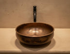 Handmade Fire Patina Copper Vessel Sink with Aged Finish for Luxury Bathroom Vanity Designs