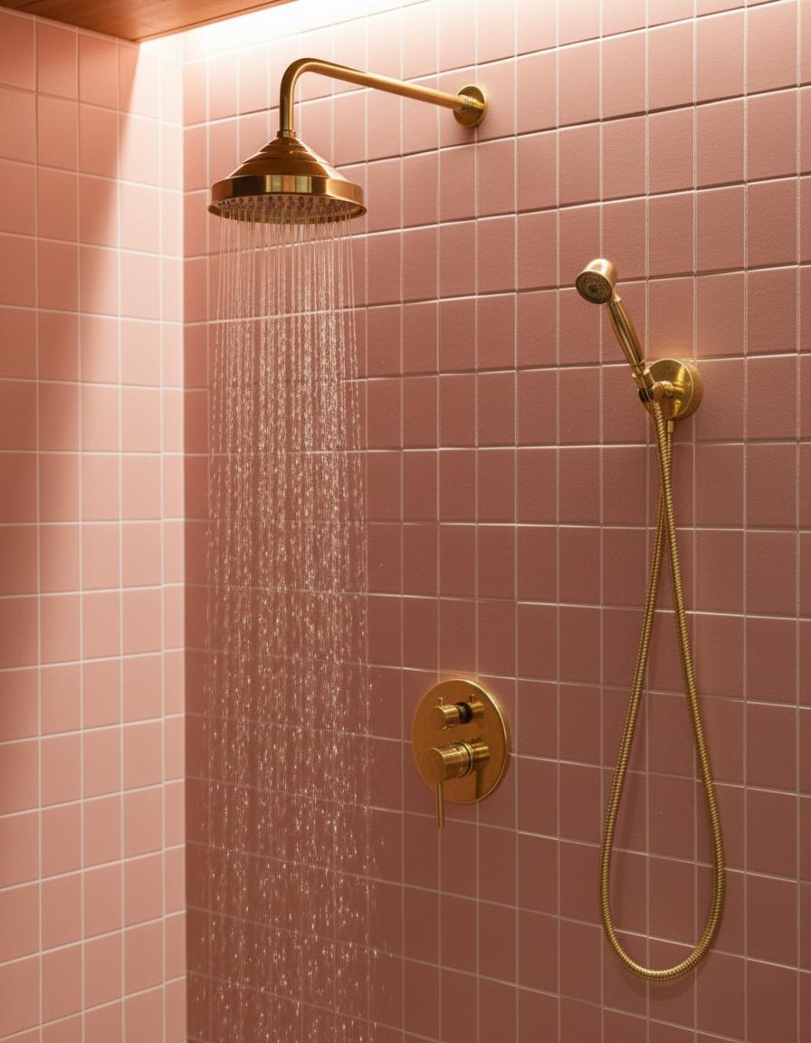 Unlacquered Solid Brass Shower System – Single Lever Wall Mount Rainfall Shower with Handheld Sprayer