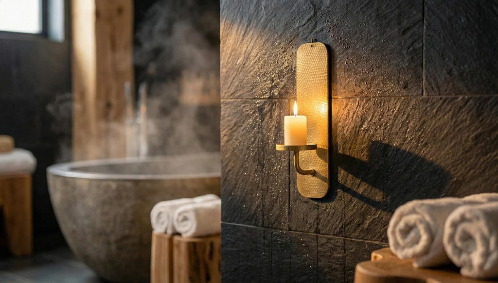 Handmade Hammered Brass Wall Candle Holder Handmade Minimal Sconce Decor