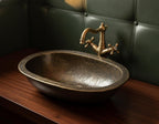 Handmade Oval Brass Vessel Basin – Hammered Antique Finish Bathroom Wash Bowl for Vanity Countertop