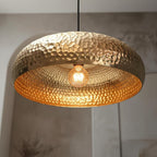 Handmade Hammered Brass Dome Pendant Light Solid Metal Ceiling Fixture Modern Interior Lighting