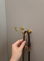 Set of Two Solid Brass Wall Hooks – Unlacquered Minimalist Coat & Towel Hangers Set