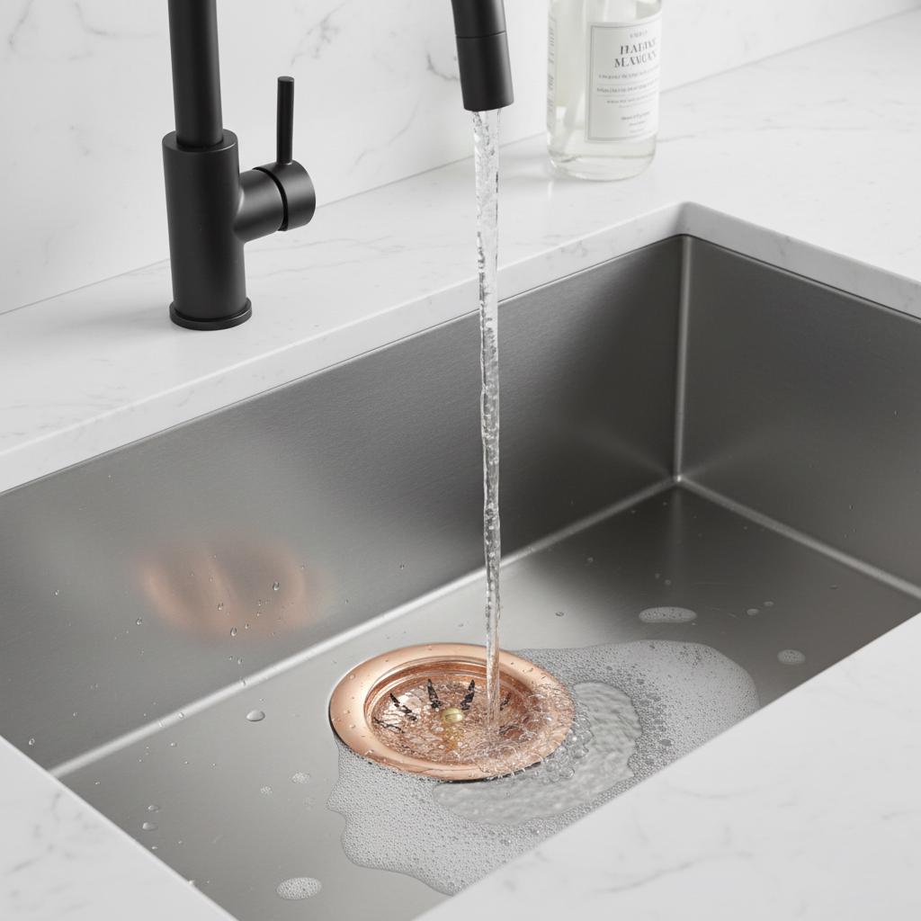 Solid Copper Sink Drain Stopper – Handmade Bathroom & Kitchen Drain Cover, Unlacquered Copper Strainer with Patina