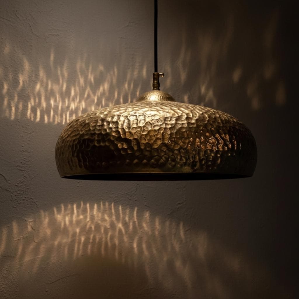 Handmade Hammered Brass Dome Pendant Light Solid Metal Ceiling Fixture Modern Interior Lighting