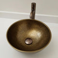 Handmade Round Brass Vessel Sink with Oil Patina Finish for Modern Bathroom Vanities