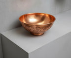 Handmade Solid Copper Vessel Sink with Engraved Bowl Design, Bathroom Vanity Countertop Basin