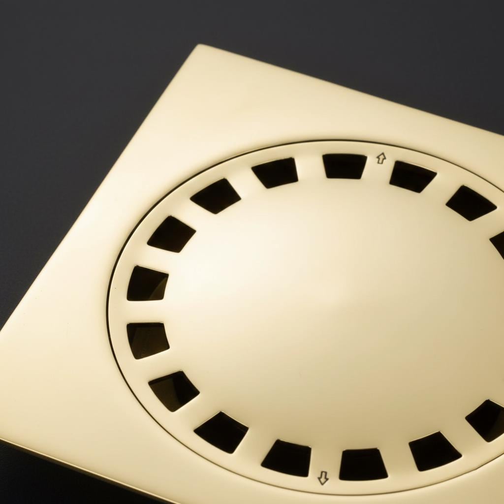 Solid Brass Square Floor Drain Cover – Luxury Shower Drain with Removable Round Strainer for Bathroom