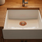 Solid Copper Sink Drain Stopper – Handmade Bathroom & Kitchen Drain Cover, Unlacquered Copper Strainer with Patina